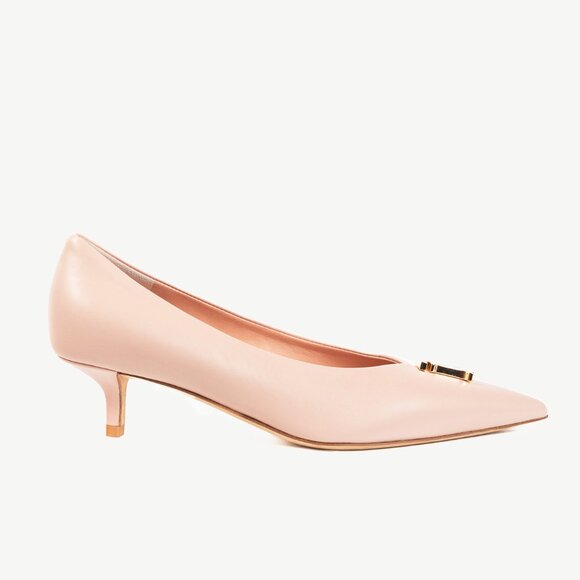 Burberry Ezra 40 Pink Leather TB-Monogram Pointed-Toe Pumps - Picture 1 of 10